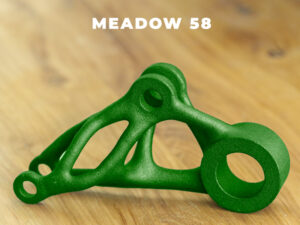 Farbveredelung für SLS MJF Bauteile – Meadow 58 - KIT3D GmbH – 3D-Technologie & Konstruktion 3D-gedrucktes Bauteil mit matter, abriebfester Farbveredelung in Meadow 58
